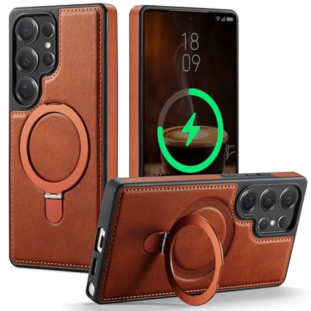 Galaxy S25 Ultra Case: CHEEWADA Premium PU Leather with – Front View