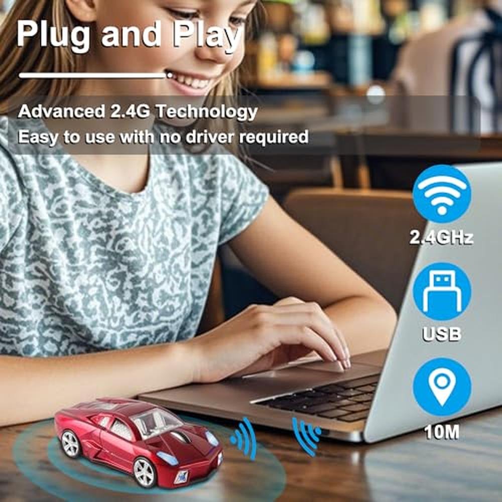 Premium Wireless Car Mouse with LED Light and 3 Buttons – Close-up Detail