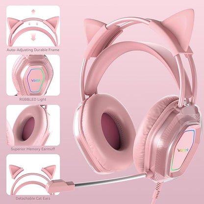 Wantek Cute Cat-Ear Gaming Headset – Side View
