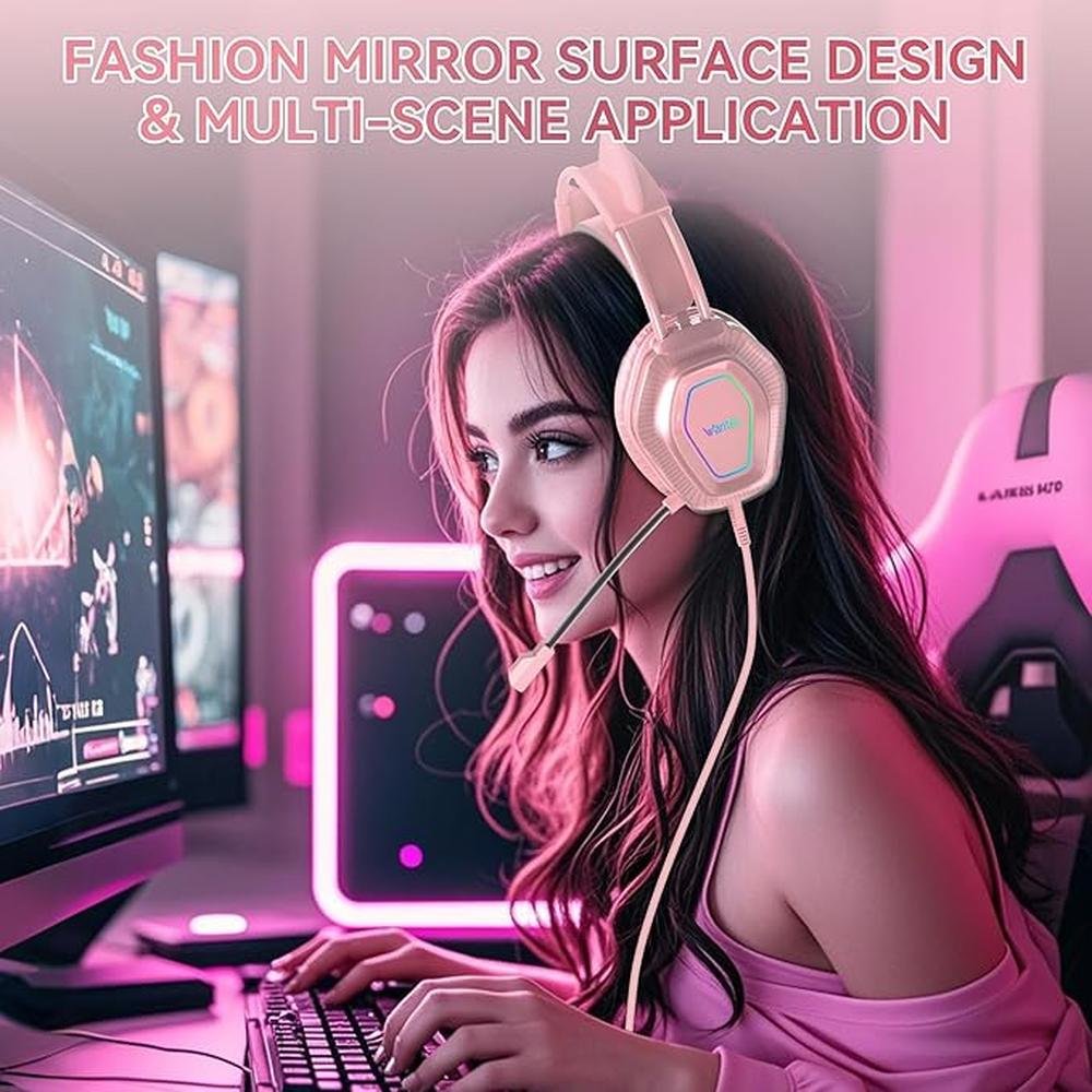 Wantek Cute Cat-Ear Gaming Headset – In Use