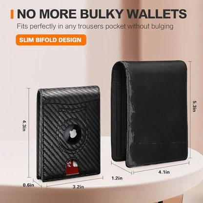 Wallet Slim for Men: Double Bus Bifold Carbon Fiber – Close-up Detail