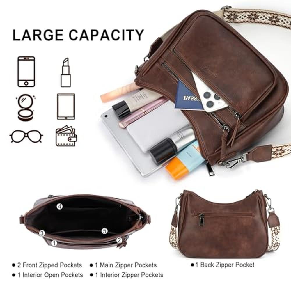 Crossbody Vimuti: VIMUTI Trendy Leather Crossbody Bag – Close-up Detail