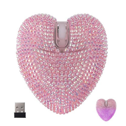 Wireless Mouse Bluetooth 1000DPI Cute Bling Crystal – Front View