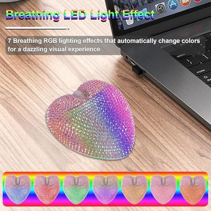 Wireless Mouse Bluetooth 1000DPI Cute Bling Crystal – Side View