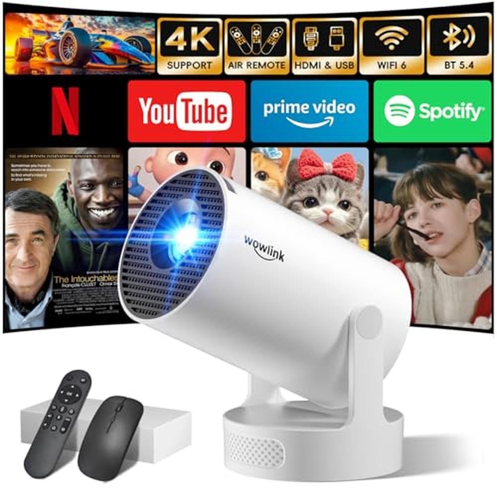 Projector Stick: 2025 Upgraded Mini Projector WiFi 6 – Front View