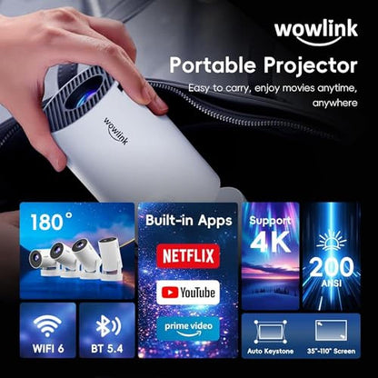 Projector Stick: 2025 Upgraded Mini Projector WiFi 6 – Side View