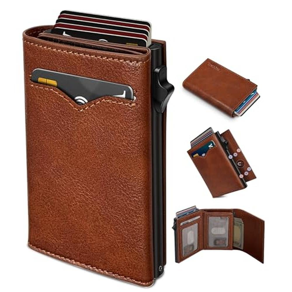 miyozi Wallet for Men: with Cash Pocket 2 ID Window 9-13 – Front View