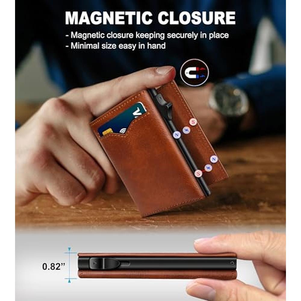 miyozi Wallet for Men: with Cash Pocket 2 ID Window 9-13 – Close-up Detail