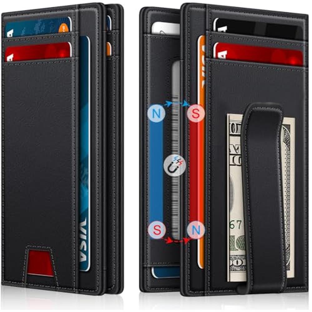 Wallet for Men 14-16 Cards: Minimalist Men Leather Wallet – Front View