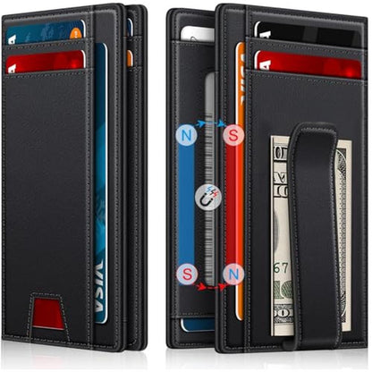 Wallet for Men 14-16 Cards: Minimalist Men Leather Wallet – Front View