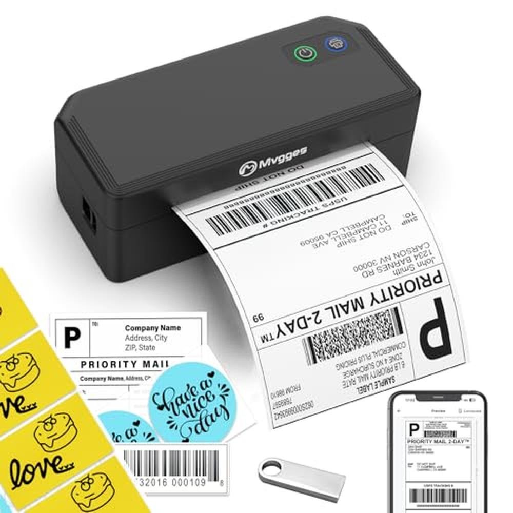 Label Printer: Mvgges Shipping Label Printer Bluetooth 4x6 – Front View