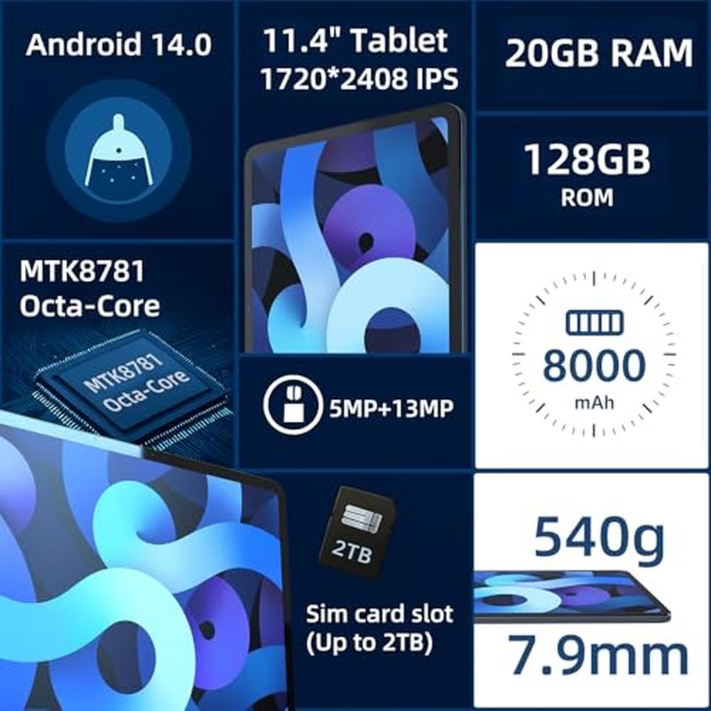 Tablet Android: 11-inch Android 14 Tablet with Octa-core – In Use
