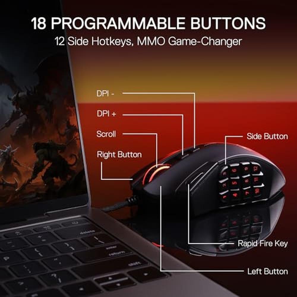 Redragon M921 MMO Gaming Mouse – In Use