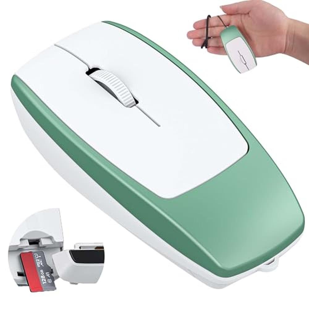 High-Performance Wireless Bluetooth Mouse with Card Reader – Front View