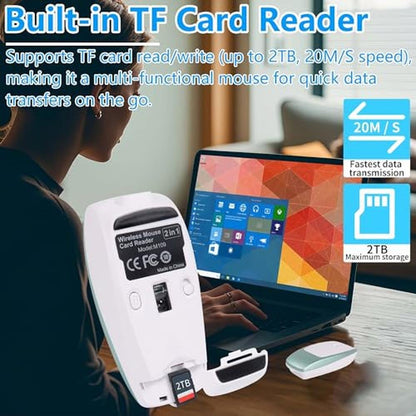 High-Performance Wireless Bluetooth Mouse with Card Reader – Side View