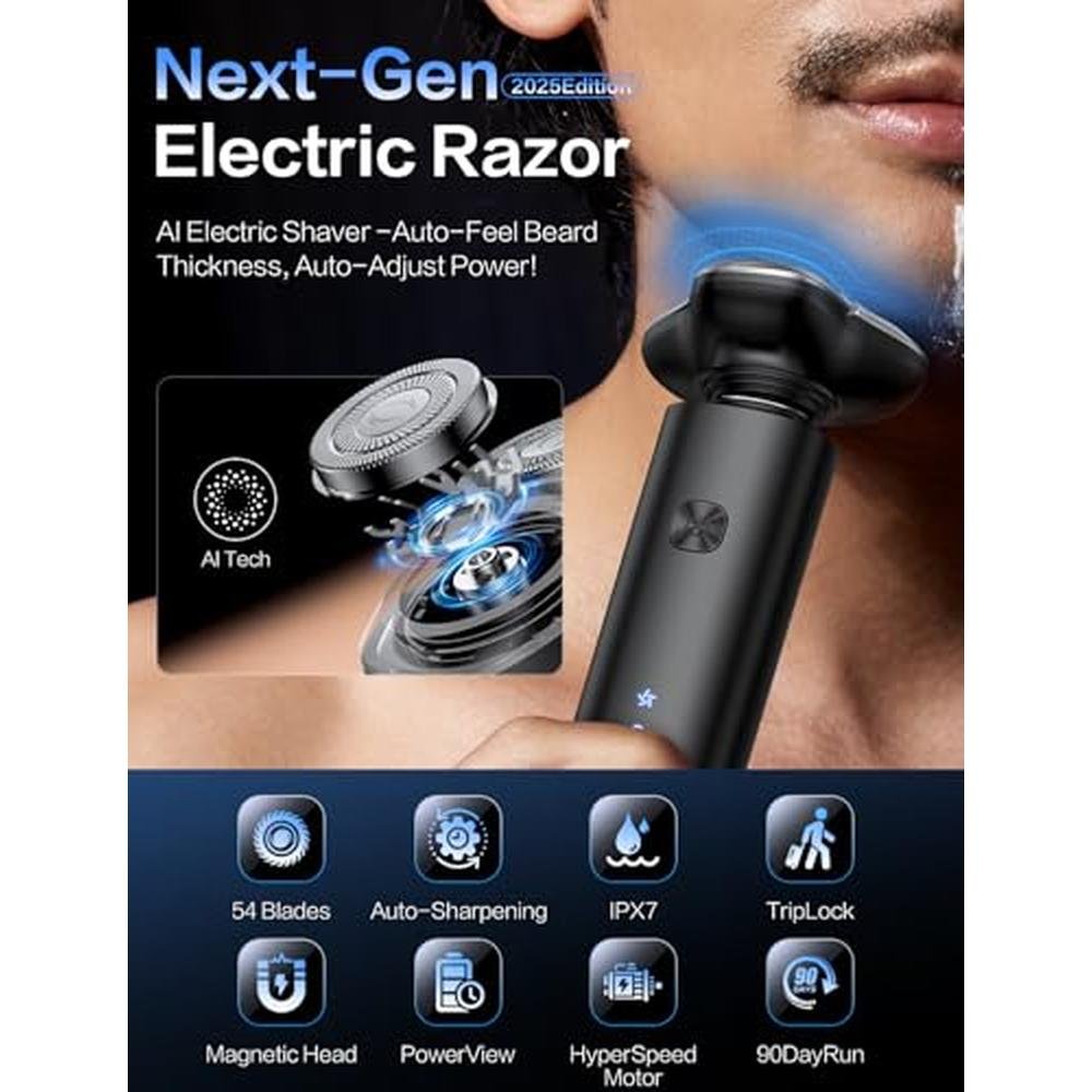 Electric Razor for Men: BS-8012 3-Blade Rotary Shaving – Side View