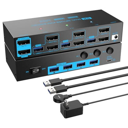 KVM Monitors: 8K/4K Displayport 1.4 KVM Switch for 3 – Front View