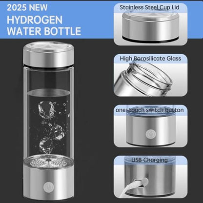 Hydrogen Water Bottle: Hydrogen Rich Water Maker with SPE – Front View