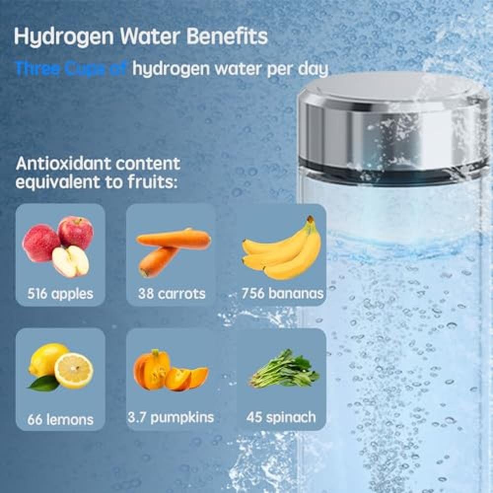 Hydrogen Water Bottle: Hydrogen Rich Water Maker with SPE – Side View