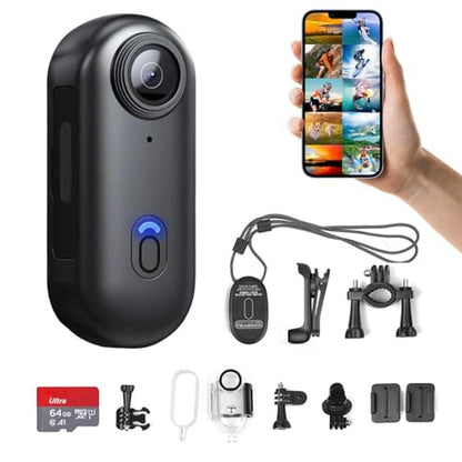 Camera 64GB: H8 4K Thumb Action Camera Mini Body Cameras – Front View