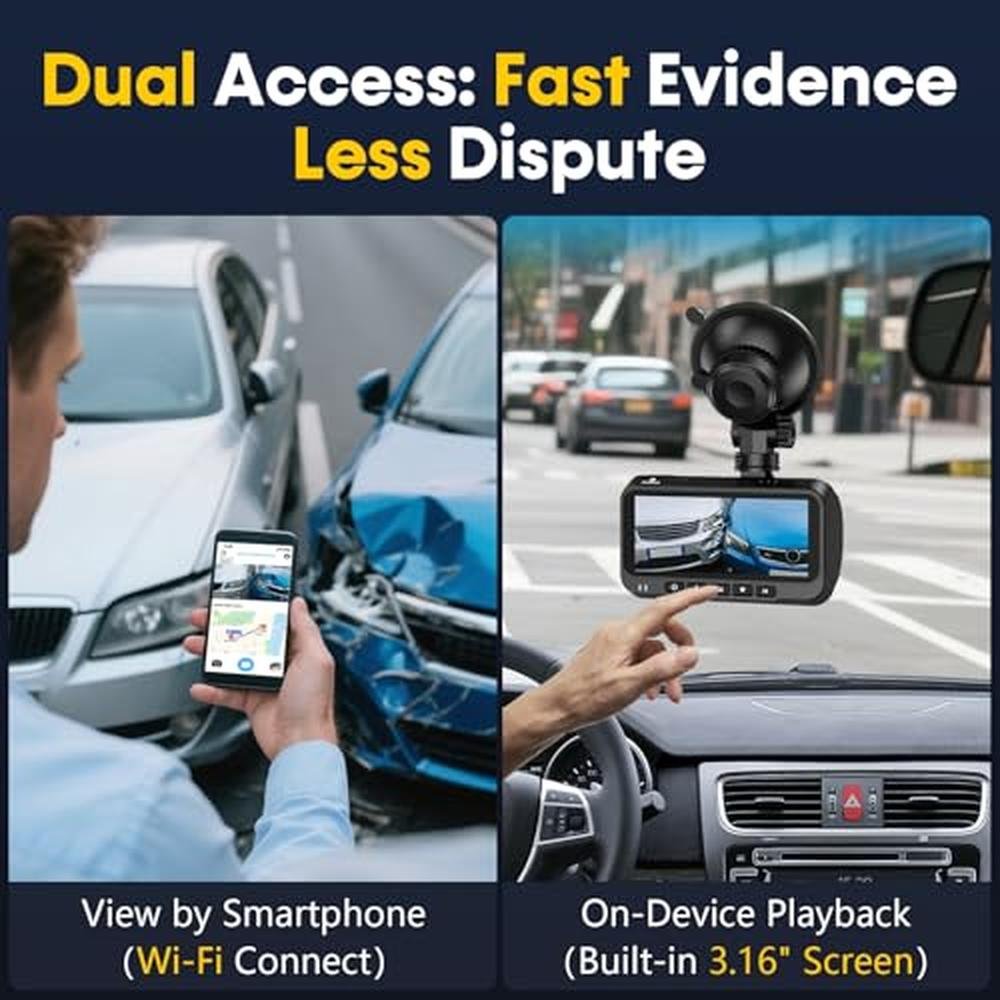 Dash Cam: Befumly 4K Dual Dash Cam Front Rear Dash Cameras – Close-up Detail
