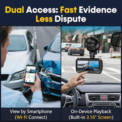 Dash Cam: Befumly 4K Dual Dash Cam Front Rear Dash Cameras – Close-up Detail