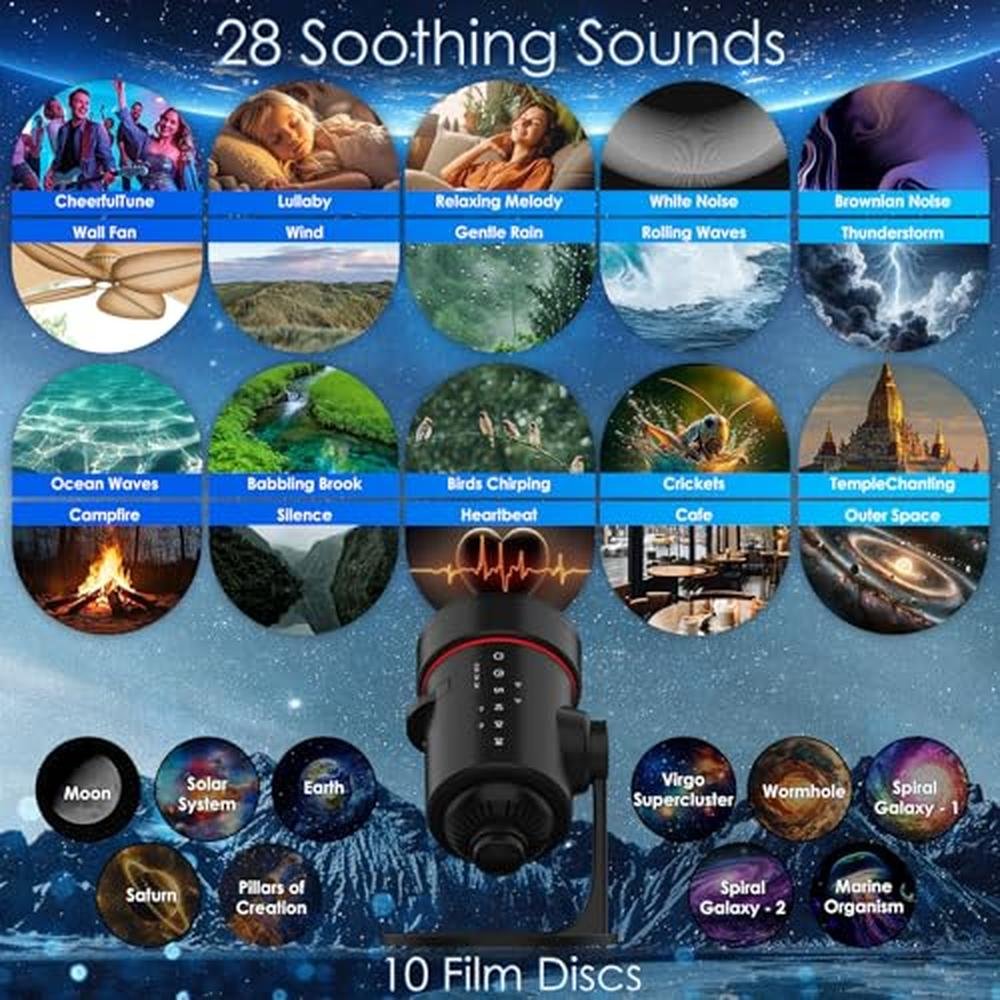 Projector White: Galaxy Projector 28 Soothing Sounds Star – Side View