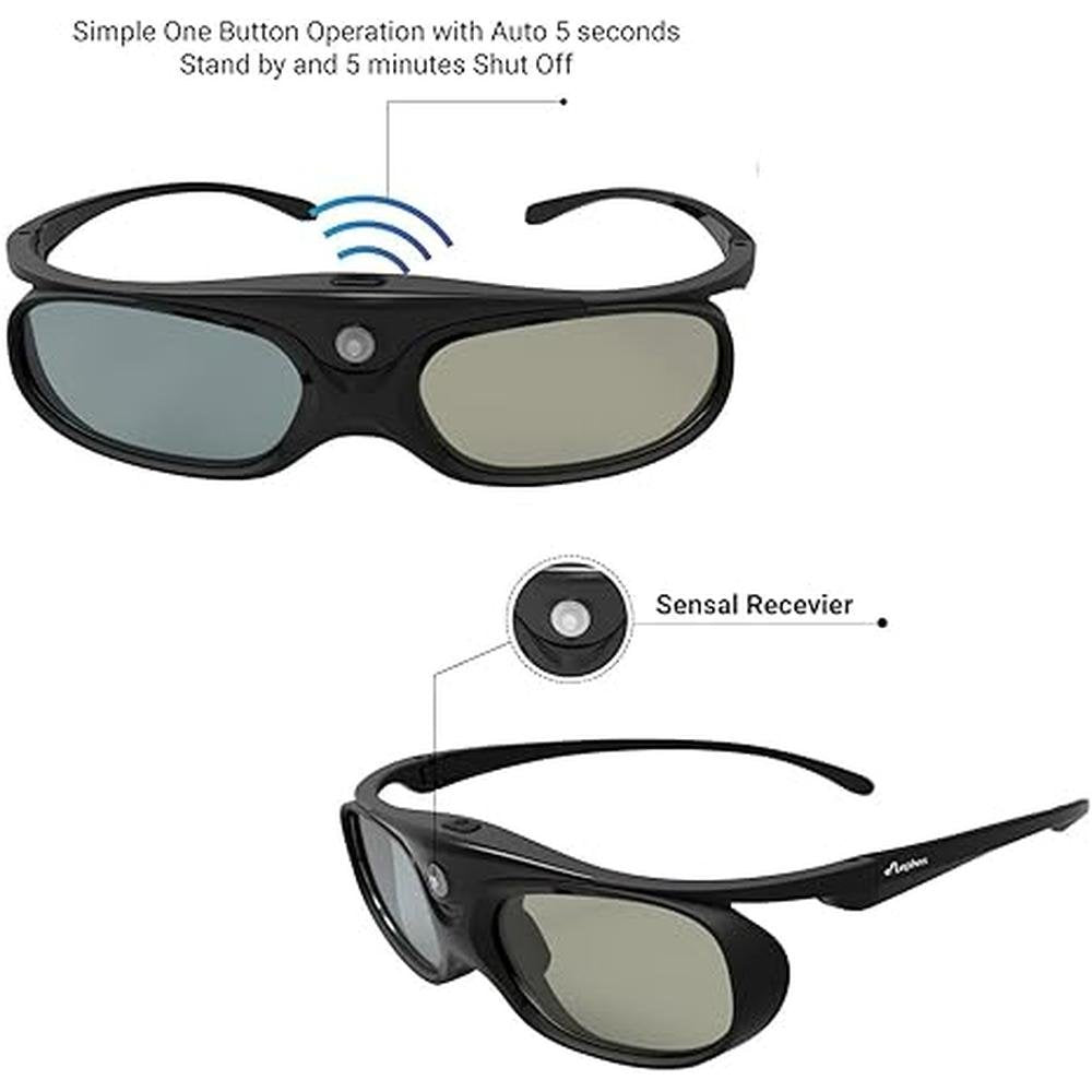 DLP Link 3D Glasses: ELEPHAS 144Hz Rechargeable Active – Side View