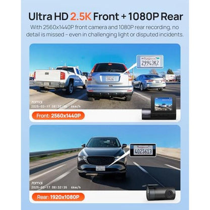 Dash 70mai: 70mai A410 Front and Rear 2.5K 1080p Dual Dash – Side View