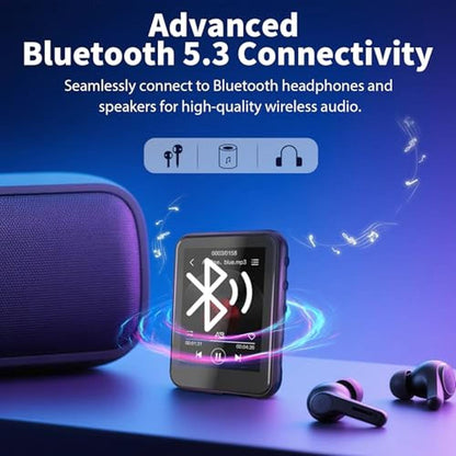 16GB MP3 Player: QNGEE 2.4 Inch Full Touchscreen – Close-up Detail