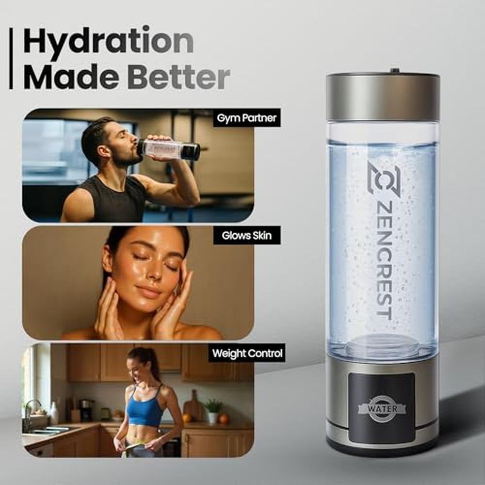 Hydrogen Upgraded: 6th Gen Advanced Hydrogen Water Bottle – Side View