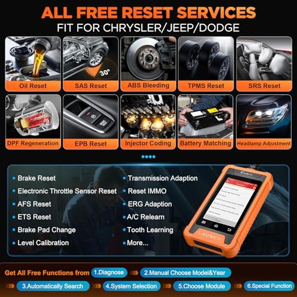 Launch Creader Elite: OBD2 Scanner for Chrysler – Close-up Detail