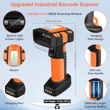 Barcode KUIIYER: KUIIYER 1D QR 2D Industrial Barcode Scanner – Side View