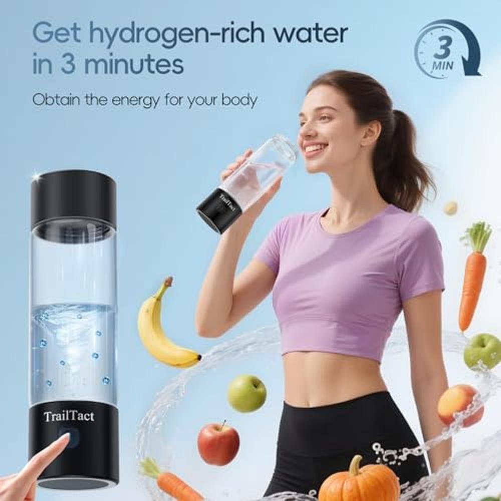Hydrogen Water Bottle: 2025 Upgraded SPE/PEM Technology – Side View