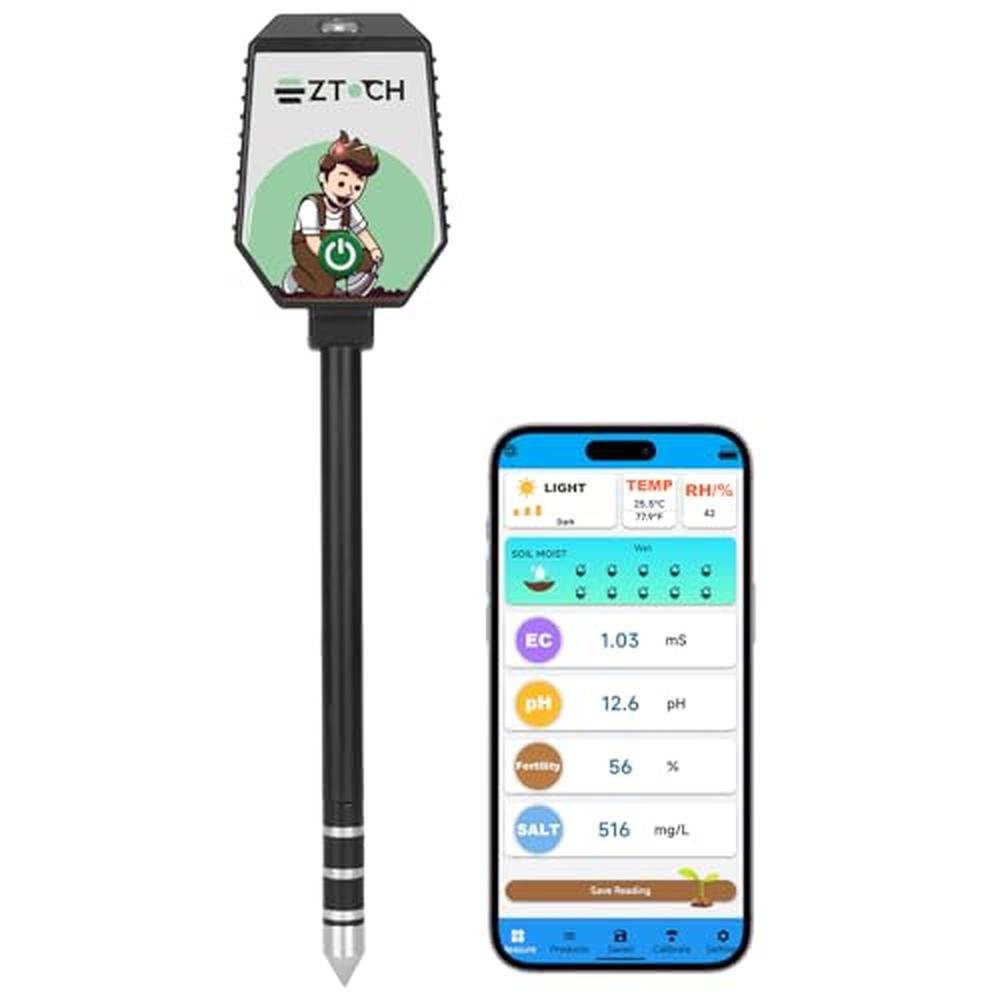 Fertility Garden Monitoring: EZTOCH Smart Plant pH EC Tester – Front View