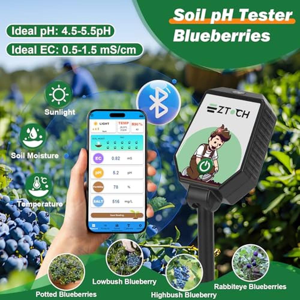 Fertility Garden Monitoring: EZTOCH Smart Plant pH EC Tester – Close-up Detail