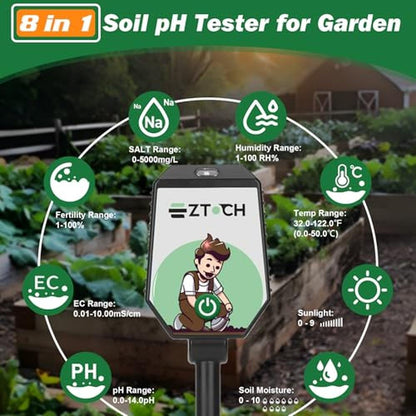 Fertility Garden Monitoring: EZTOCH Smart Plant pH EC Tester – In Use