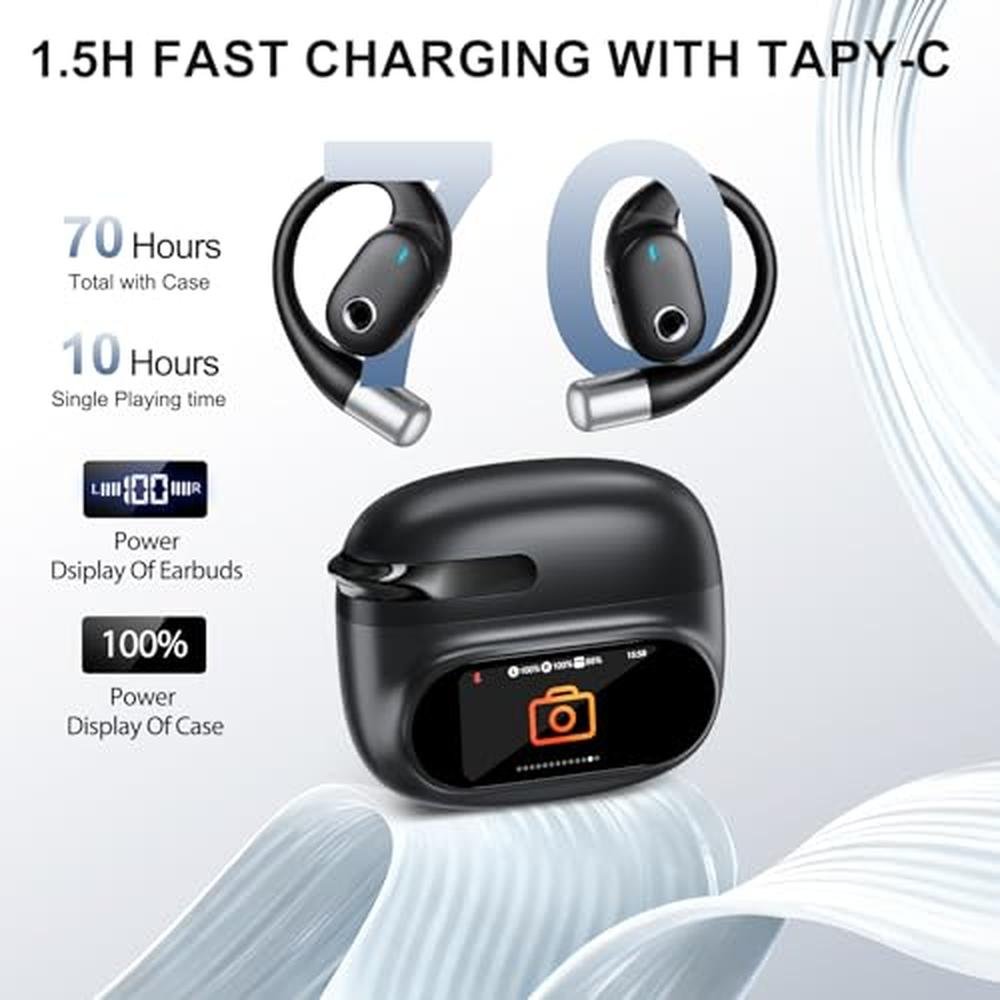Translation Earbuds: AI-Powered Real-Time LCD Touchscreen – Close-up Detail