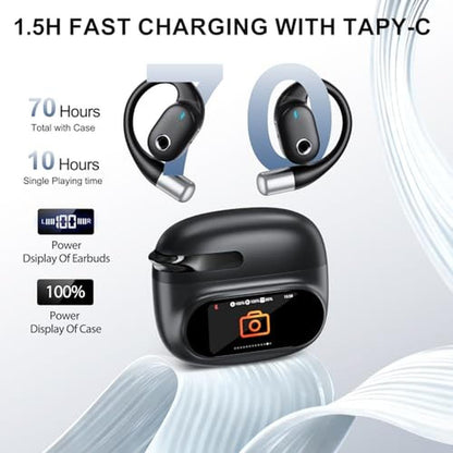 Translation Earbuds: AI-Powered Real-Time LCD Touchscreen – Close-up Detail