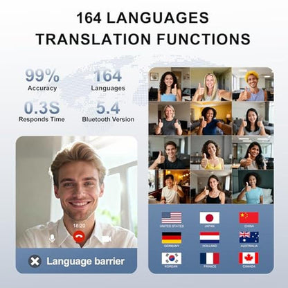 Translation Earbuds: AI-Powered Real-Time LCD Touchscreen – In Use