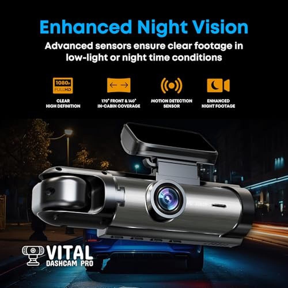 Vital Dashcam Pro 2025: Dual Car Camera with Night Vision – In Use