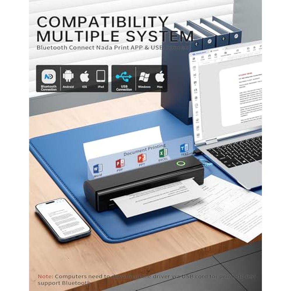Printer Portable: N80 Wireless Thermal Printer Bluetooth – Side View