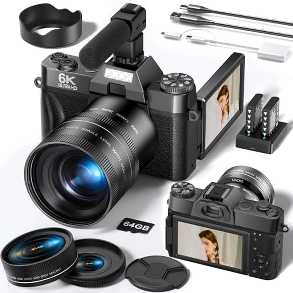 Camera Flatic: FLATIC 6K 64MP Digital Camera with WiFi and – Front View