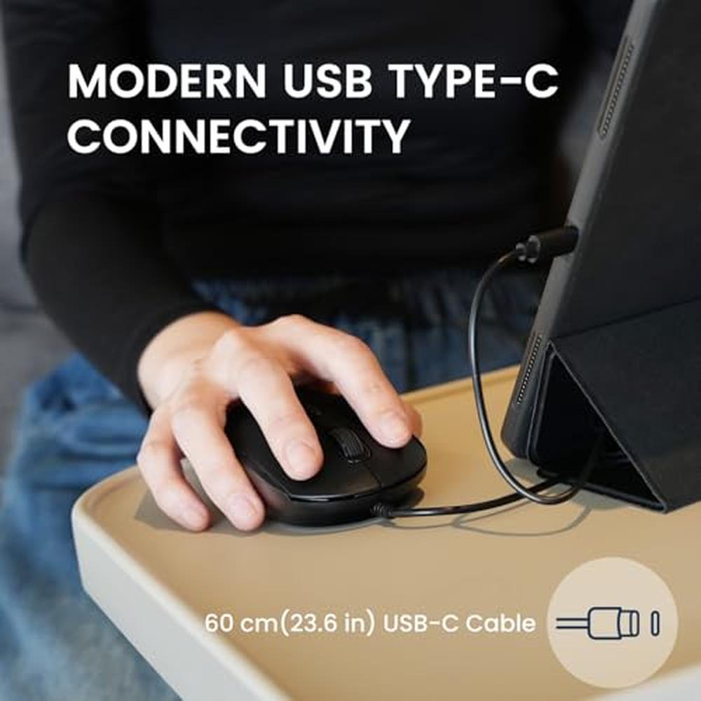 High-Performance Wired USB-C Mouse – Side View