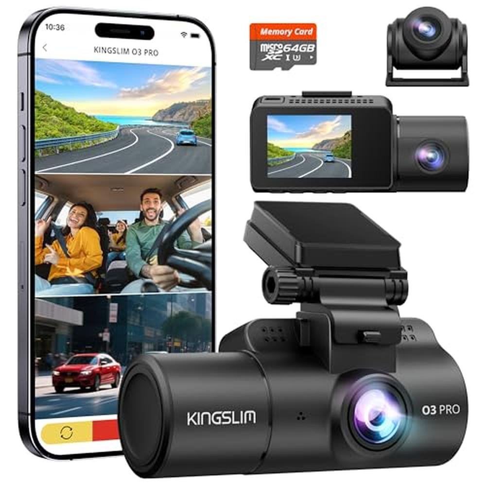 Dash Front and Rear Camera: 3-Channel 2.5K FHD Dash Cam for – Front View