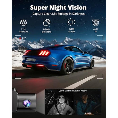 Dash Front and Rear Camera: 3-Channel 2.5K FHD Dash Cam for – In Use