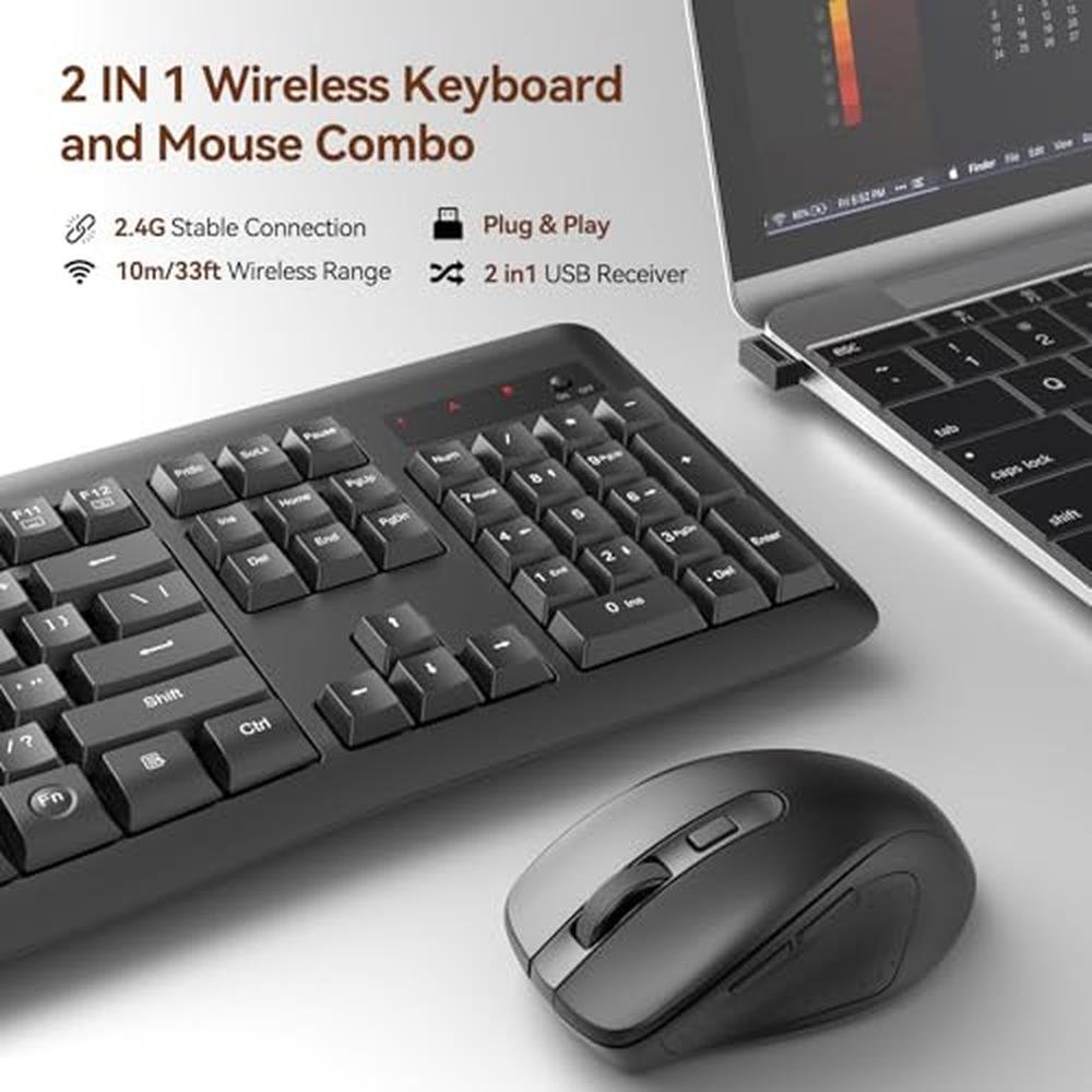Wireless Keyboard Mouse: Redragon BS-7367 2.4G Full-Sized – Side View