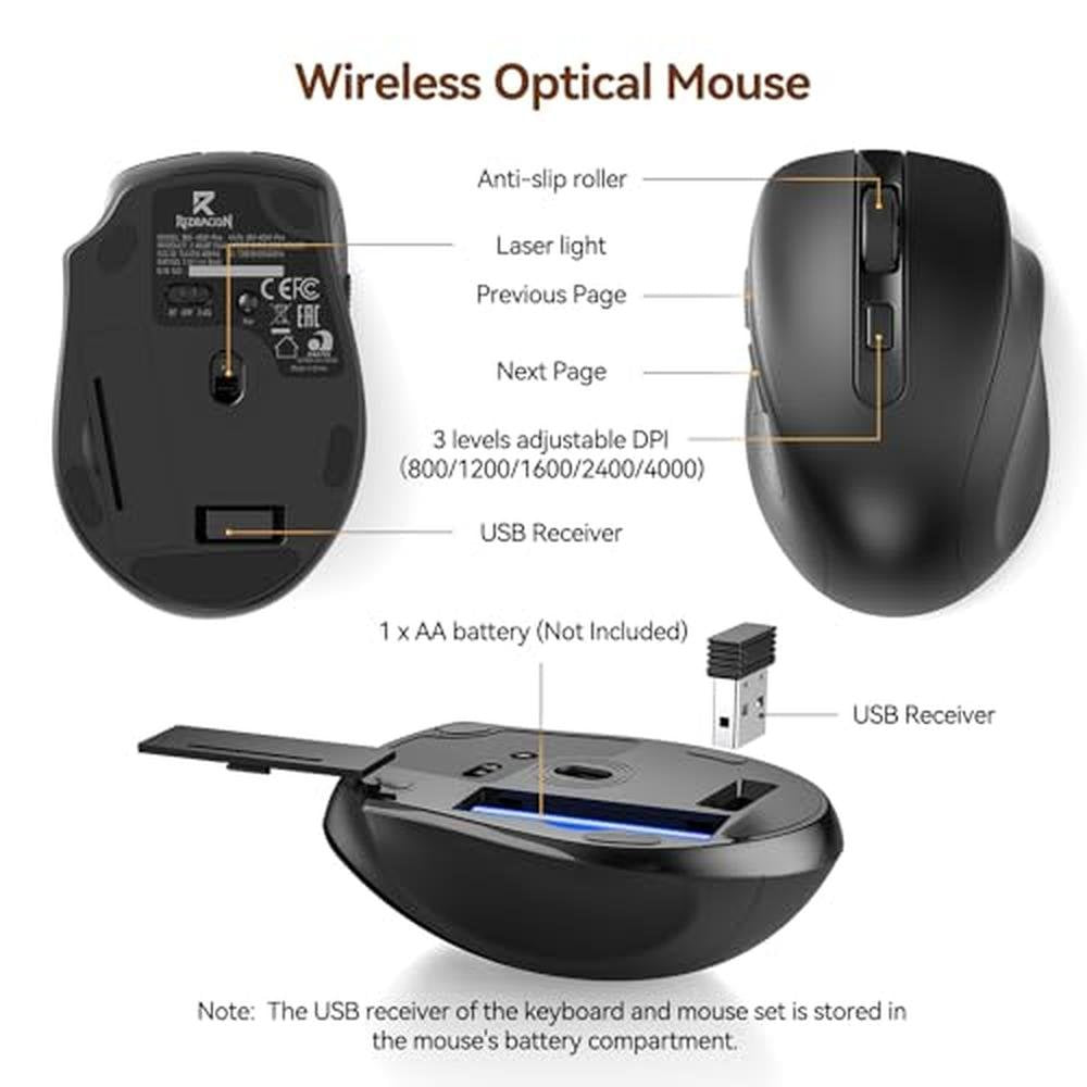 Wireless Keyboard Mouse: Redragon BS-7367 2.4G Full-Sized – Close-up Detail