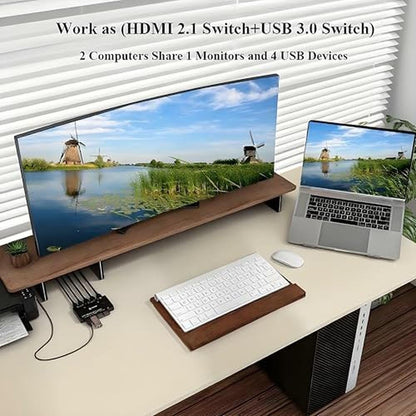 KVM Computers: 8K@60Hz HDMI KVM Switch 2 Ports – Side View