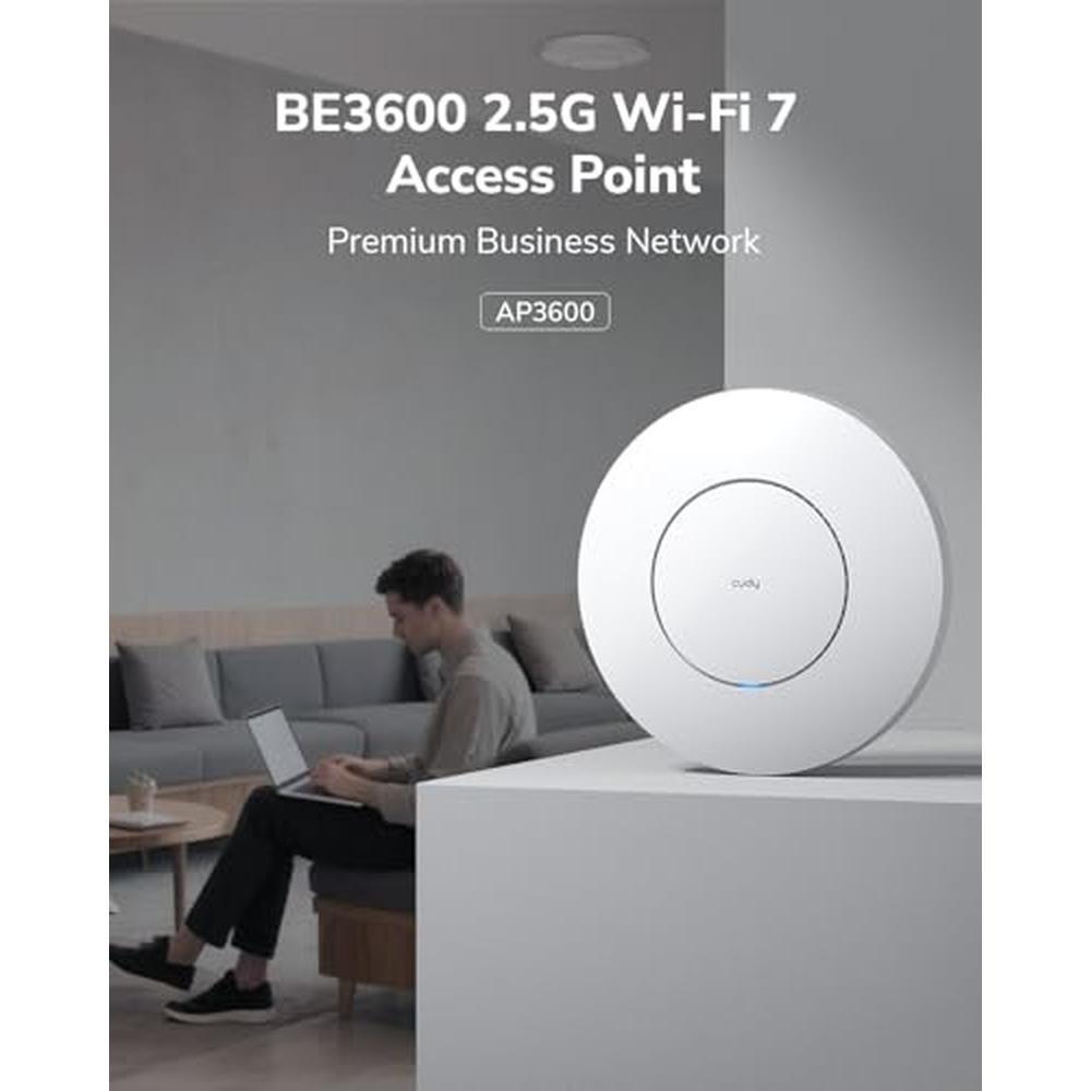 Cudy BE3600: Dual Band Ceiling Mount Wi-Fi 7 Wireless – Side View